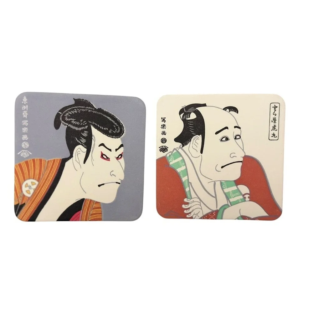 Japanese Ukiyoe Coasters Set Fine Art Woodblock Prints Mount Fuji Geisha Samurai